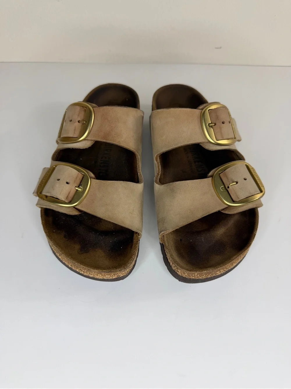 Birkenstock Sandals Slides Women Size 38 US 7 Double Strap Tan Buckle Germany - Picture 11 of 16